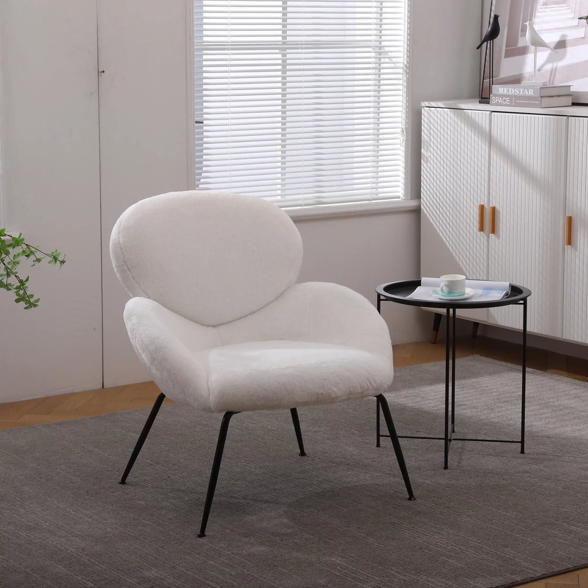 Sherpa Accent Armchairs with Black Metal Legs X177
