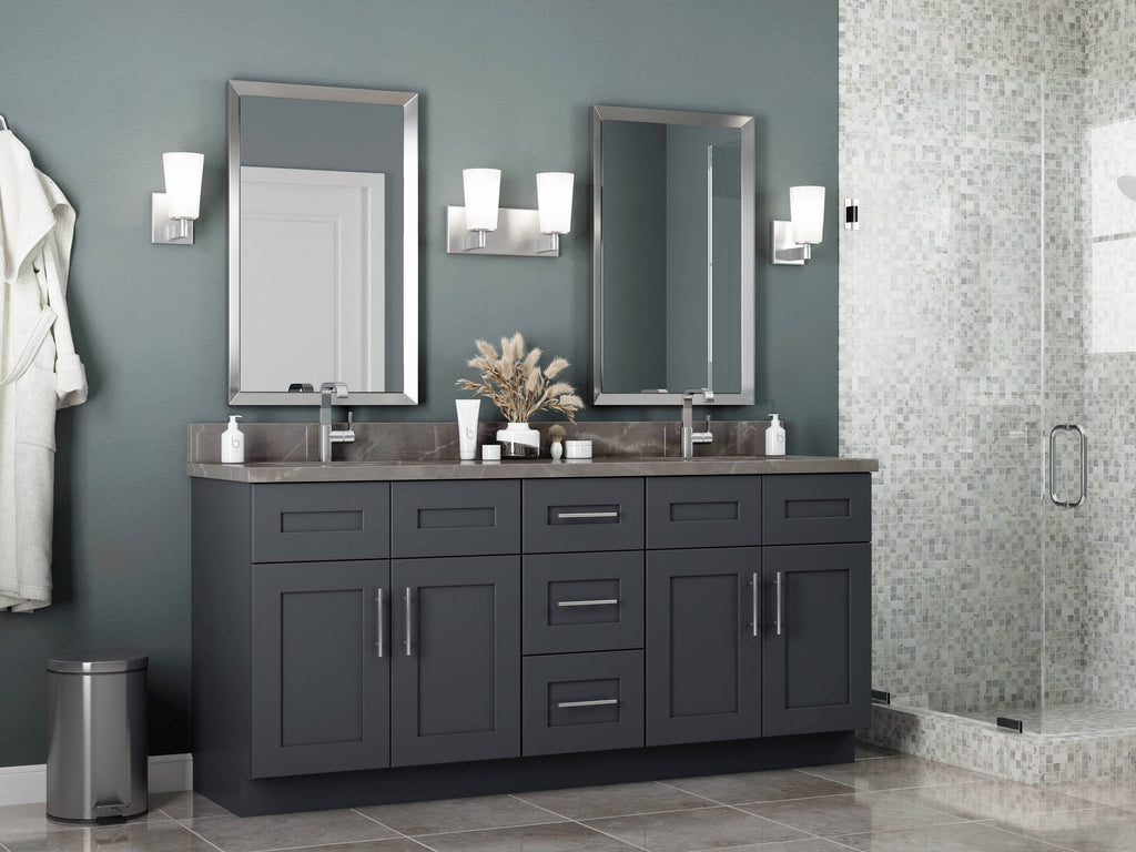 Gray Painted Shaker Plywood Wall Kitchen Cabinet Soft Close Doors I14346