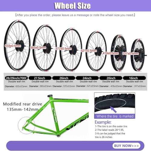 48V 1000W/1500W Rear Wheel Electric Bicycle Hub Motor Kit B628058