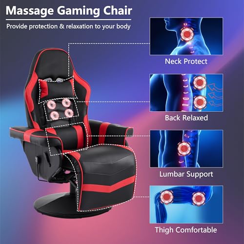 Blue Massage Gaming Chair with Footrest I767