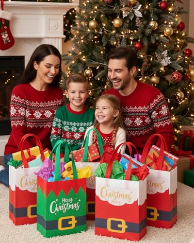 12PC Non-Woven Christmas Tote Bags with Handles M6457