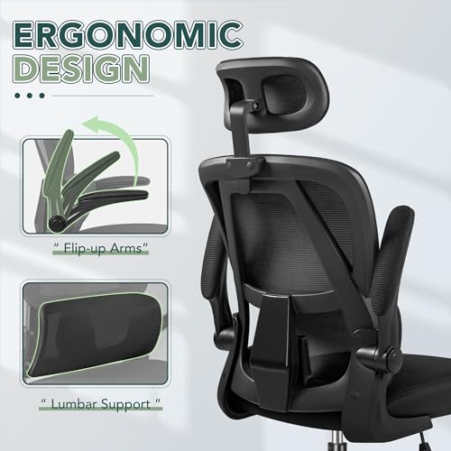 Black High Back Mesh Office Chair with Adjustable Lumbar Support X537814