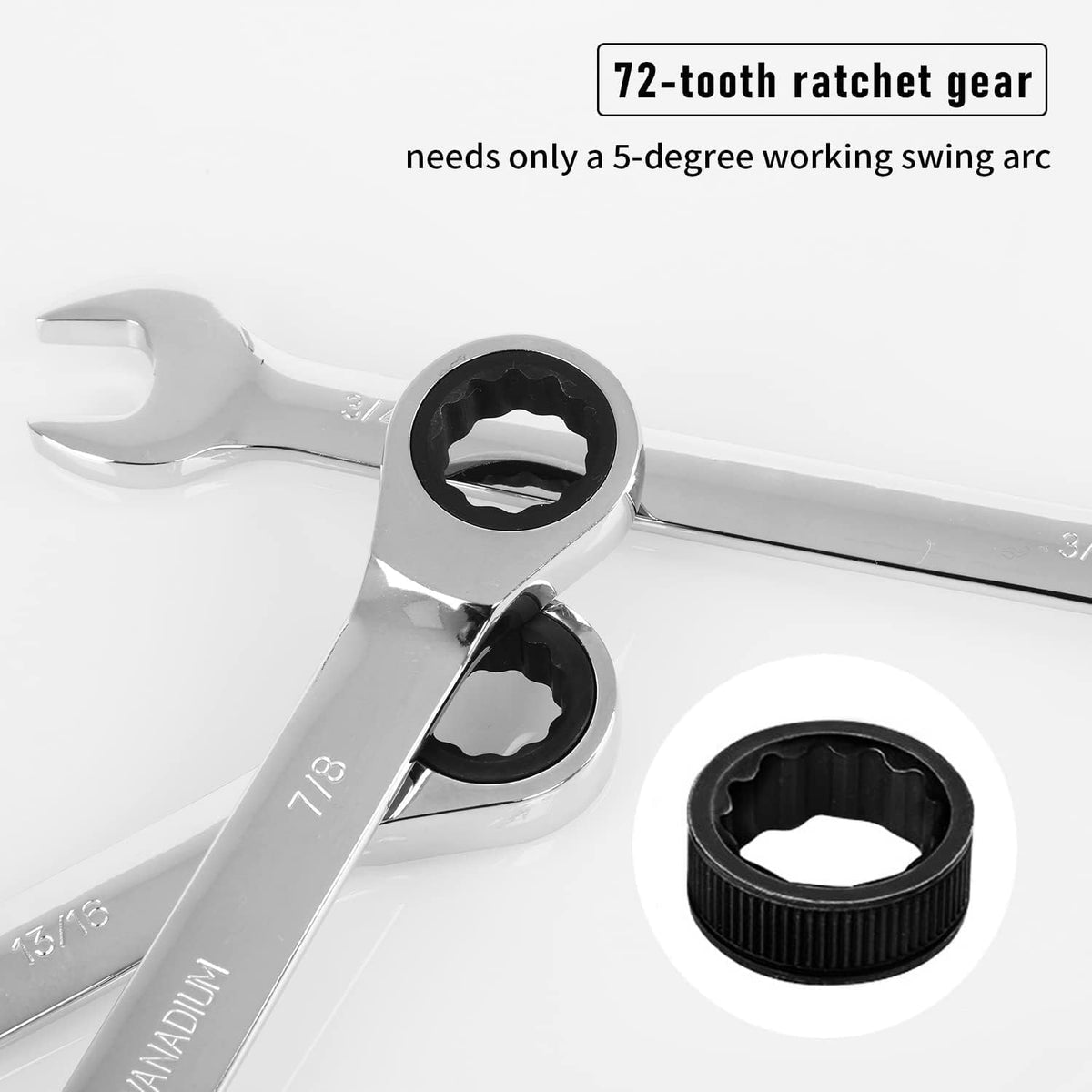 14-Piece Ratcheting Combination Wrench Set, Chrome Vanadium Steel F4841