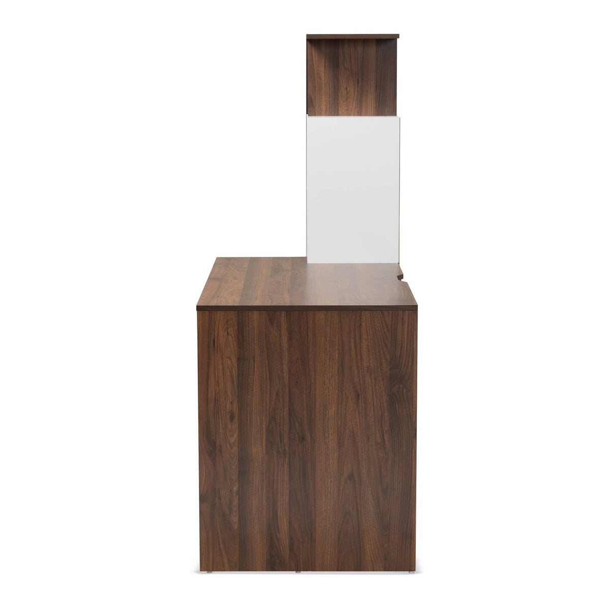 White & Walnut Brown Wood Storage Computer Desk with Shelves U970320