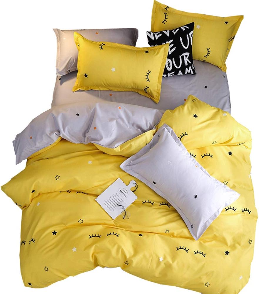 Twin Reversible White and Black Cow Duvet Cover Bedding Set with Zipper J12012