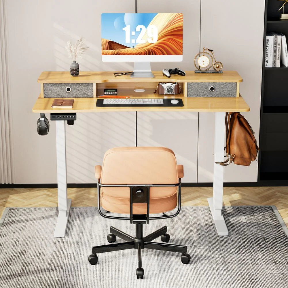 Height Adjustable Electric Standing Desk with Storage Shelf Q979