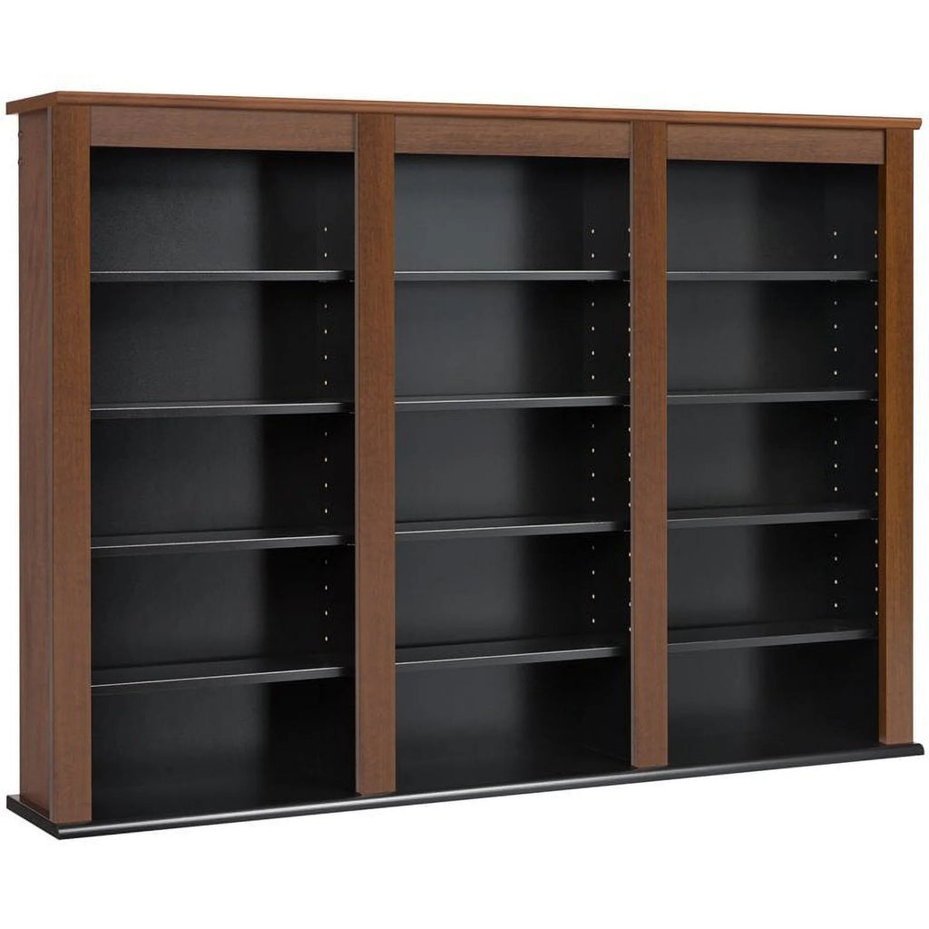 Triple Floating Media Wall Storage in Cherry and Black Y60680