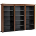 Triple Floating Media Wall Storage in Cherry and Black Y60680