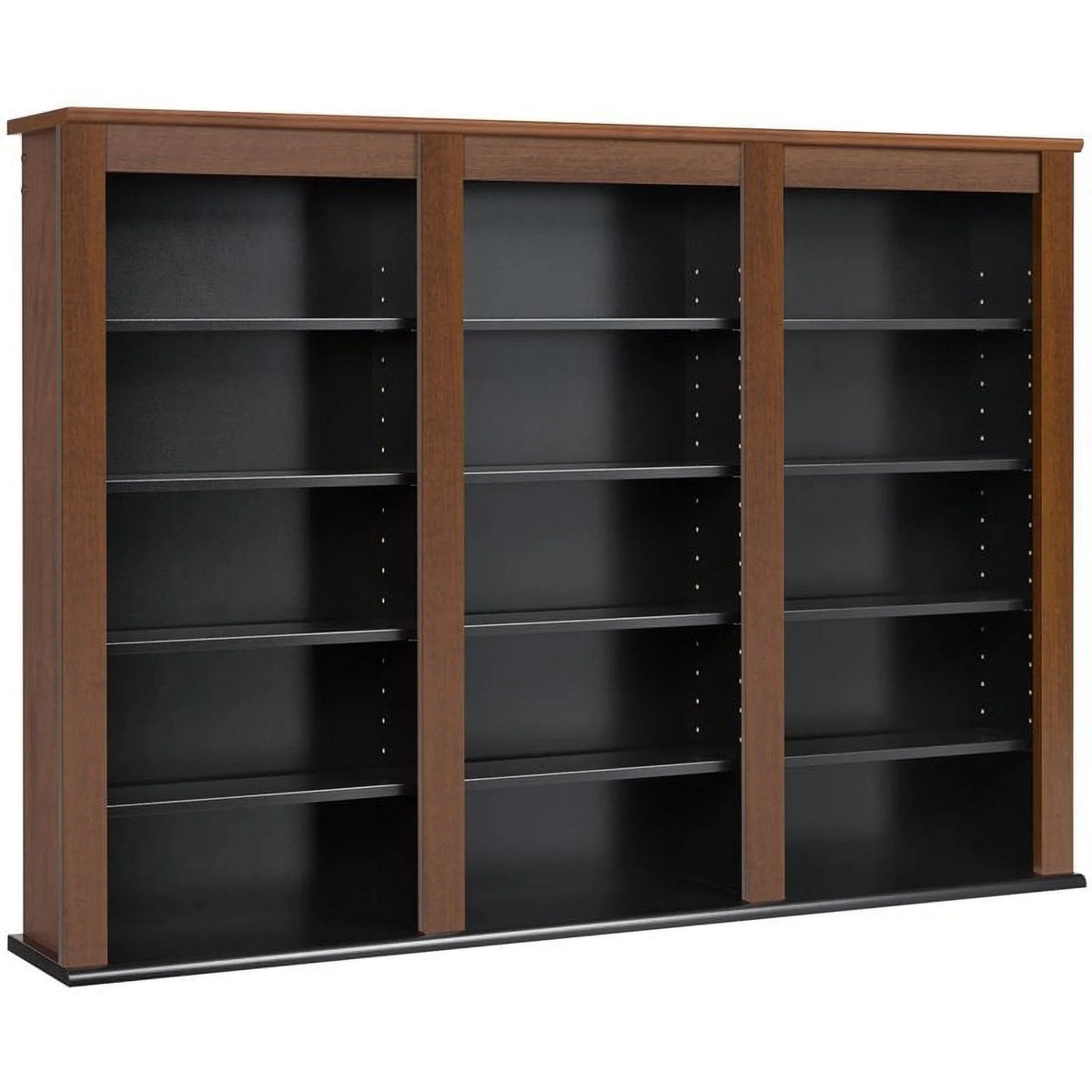 Triple Floating Media Wall Storage in Cherry and Black Y60680