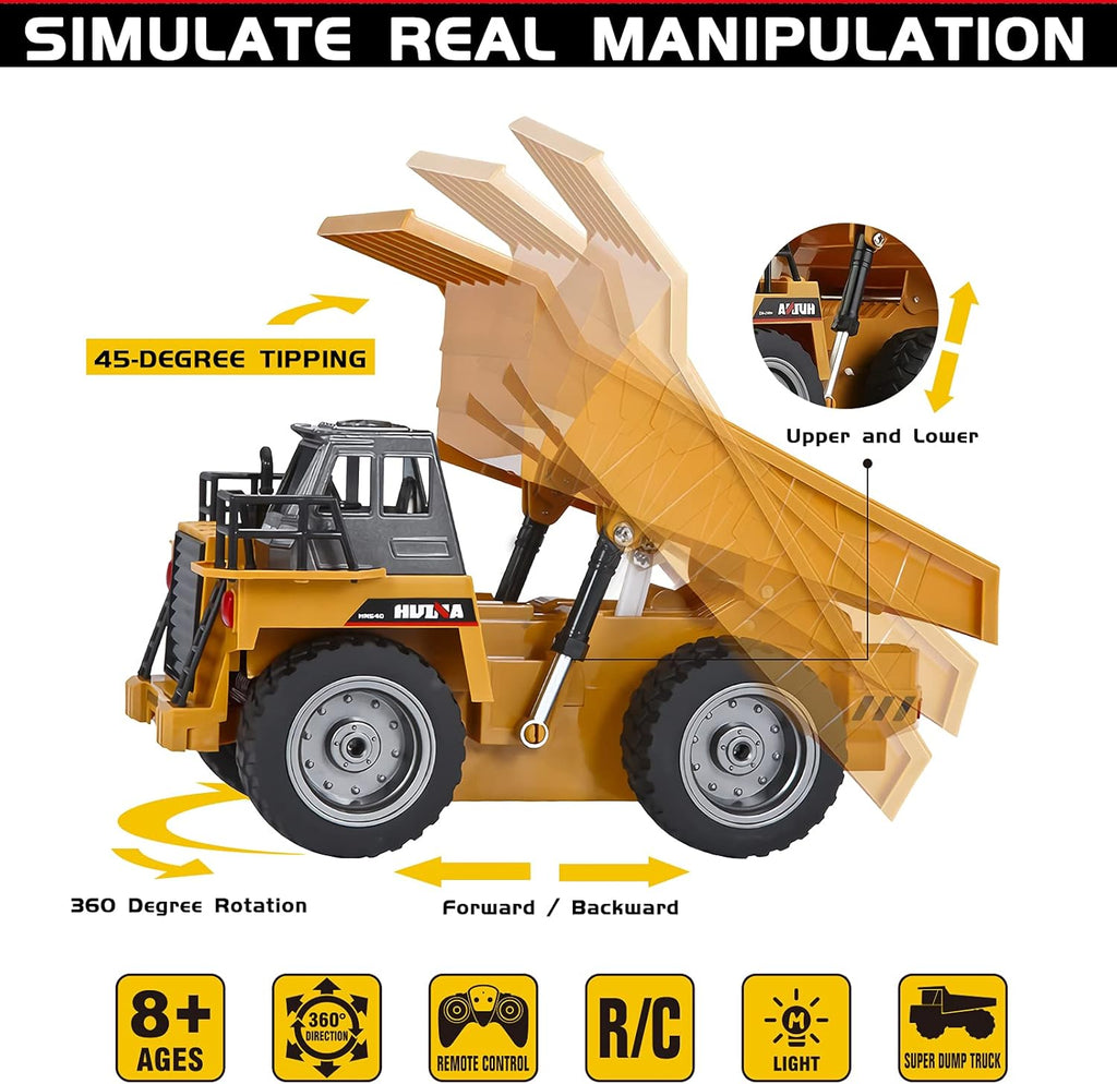 Remote Control Construction Dump Truck 1/18 Scale RC Toy J2873