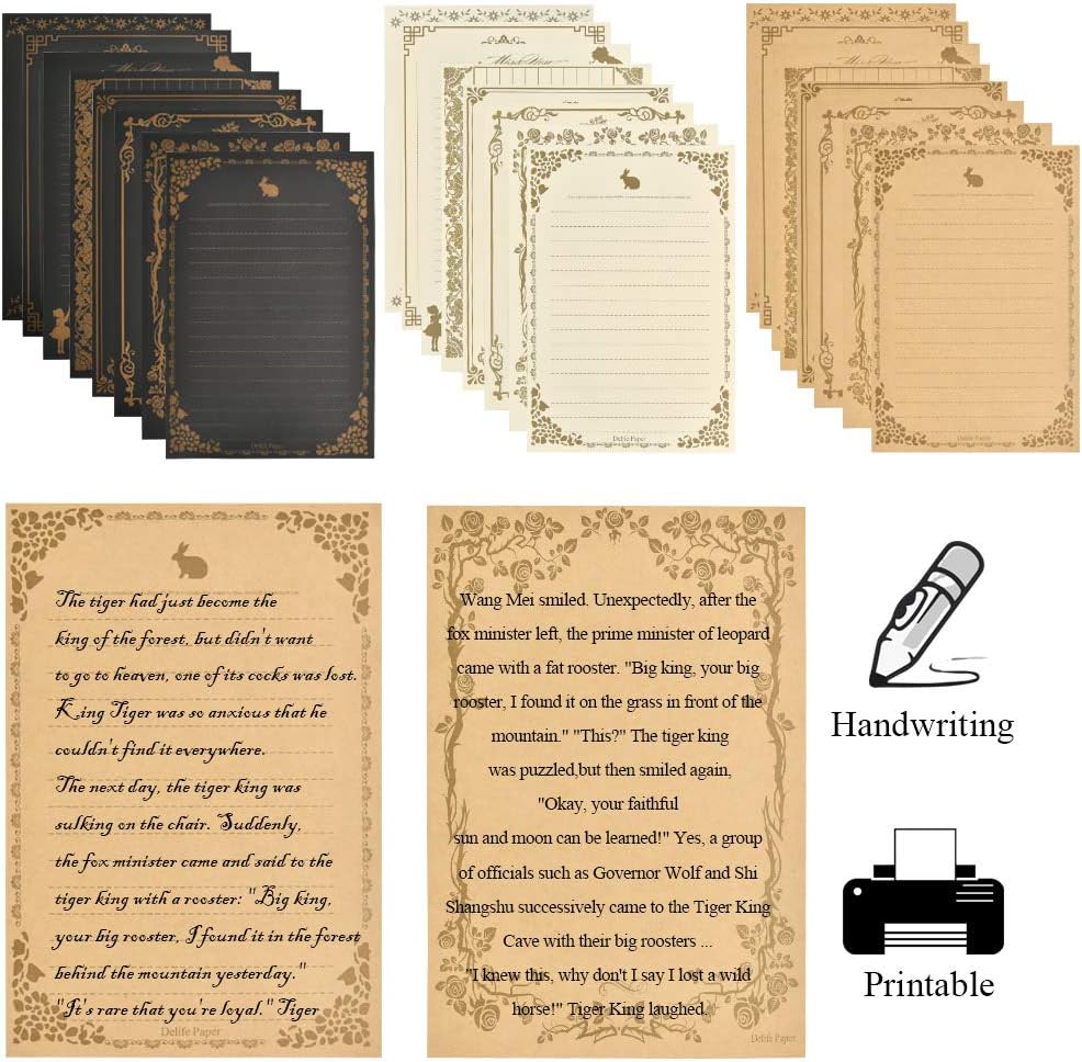 96 Sheets Vintage Stationary Paper and Envelopes Set T429