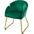 Green Velvet Armchair with Golden Metal Legs B8482