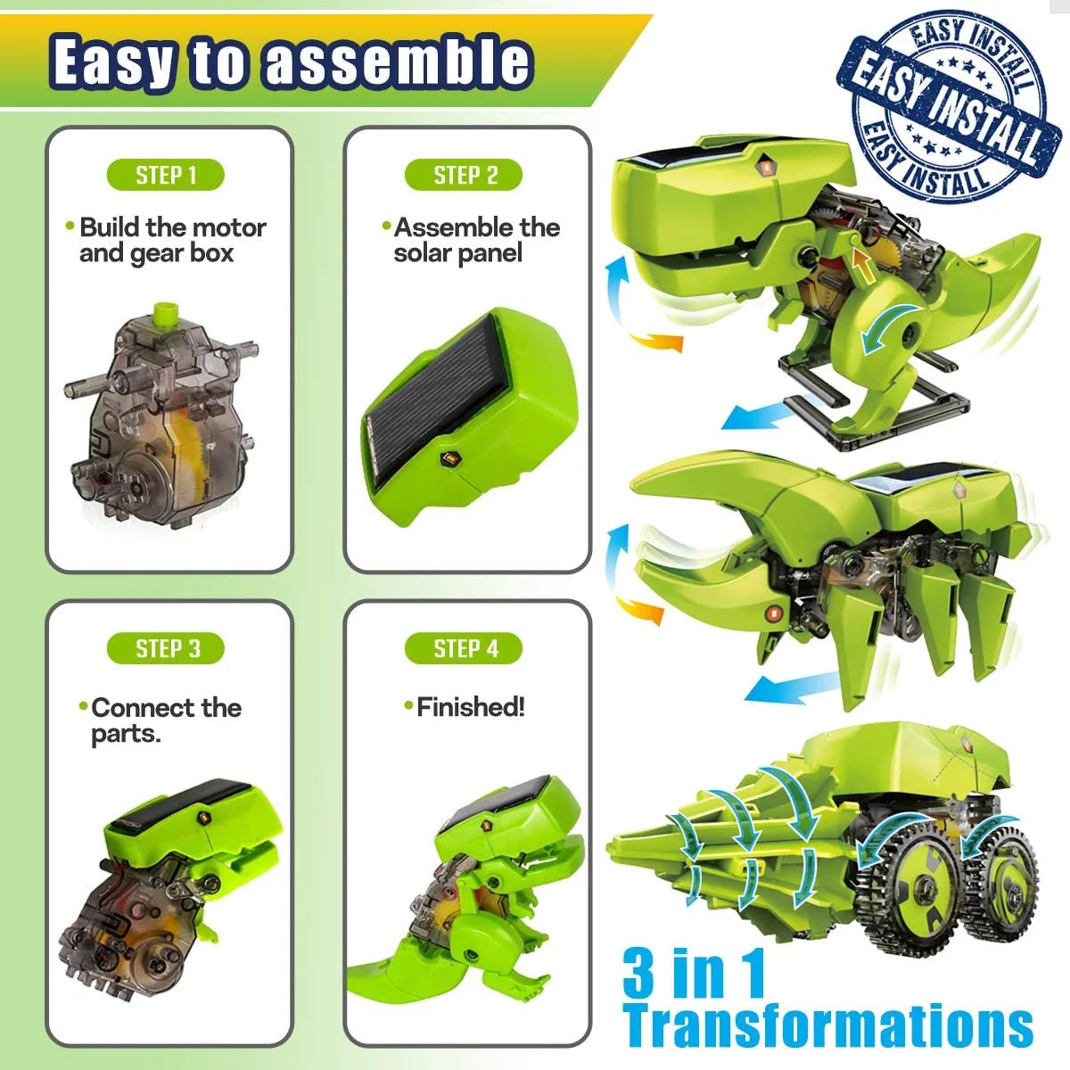 STEM Robot Building Kit 3 in 1 Solar Dinosaur Desk Robot Y315988