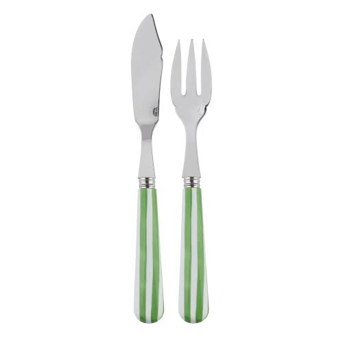 Set of 4 White Stripe Garden Fish Set L343
