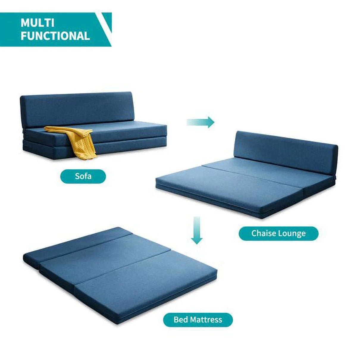 Folding Memory Foam Linen Sofa Bed O78702