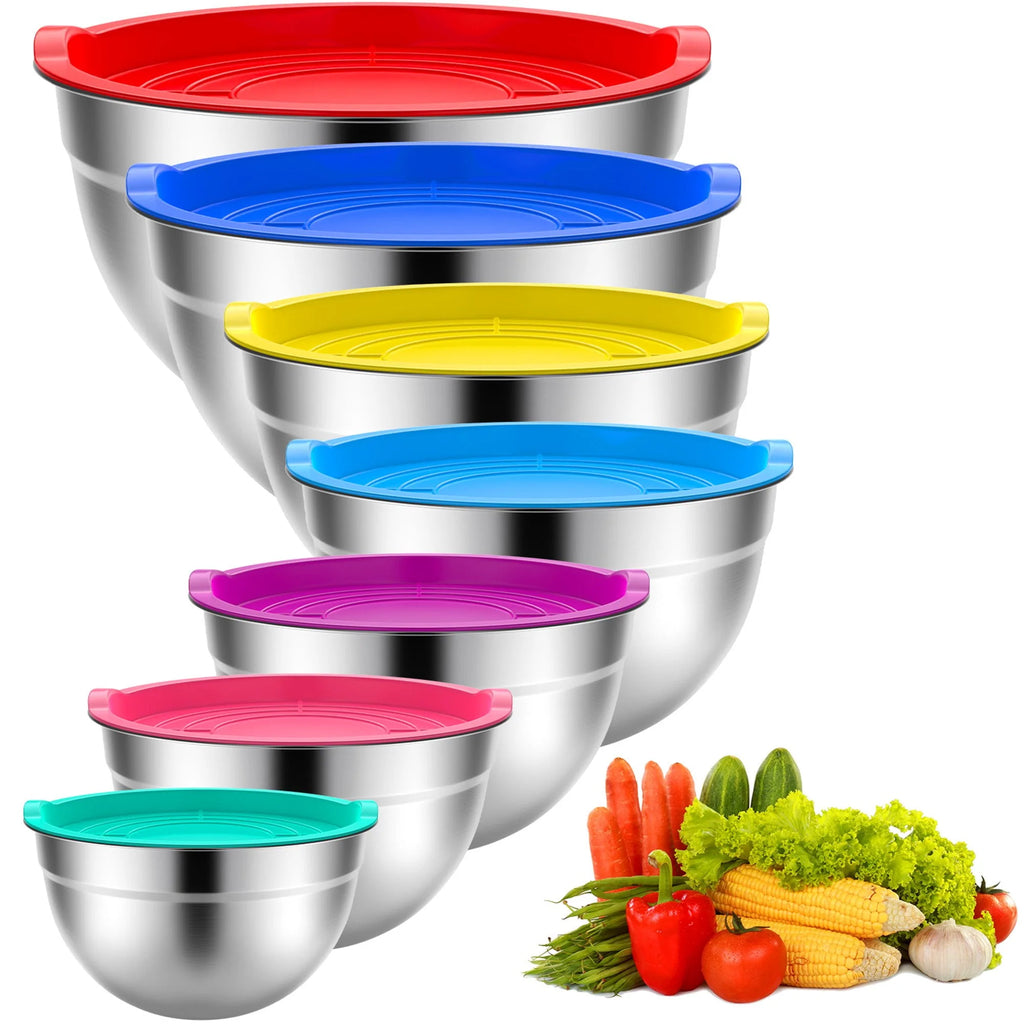 Stainless Steel Mixing Bowls Set with Lids 7 Pc M303374