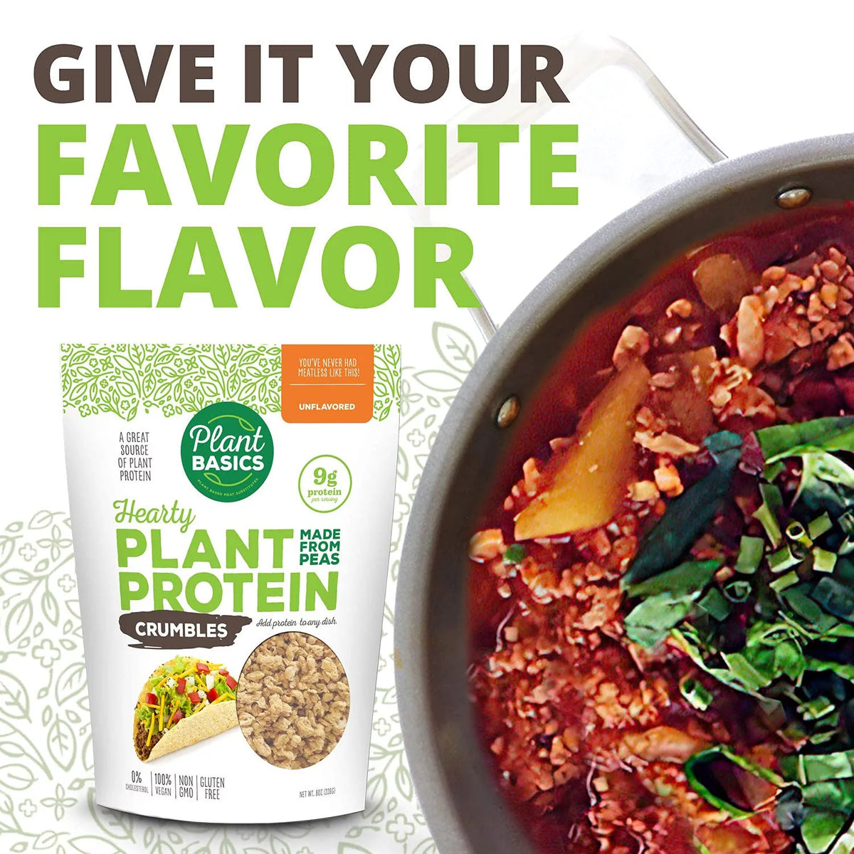 Unflavored Plant Protein Crumbles, 8 oz (Pack of 6) N8745
