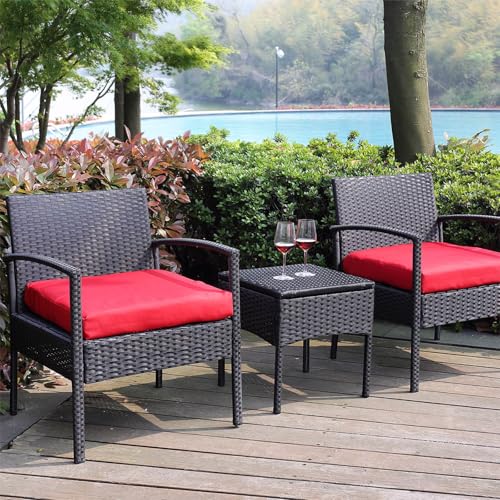 3 Piece Yellow Beige Wicker Bistro Set Z72137