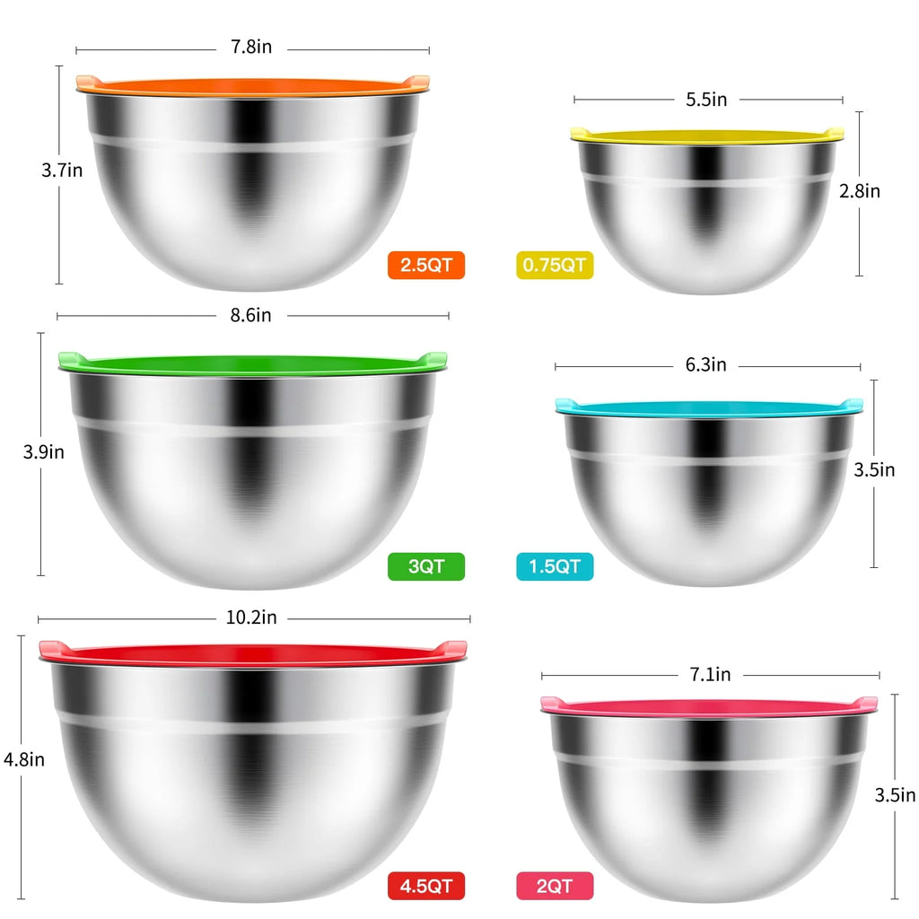 Stainless Steel Mixing Bowls Set with Lids 7 Pc M303374