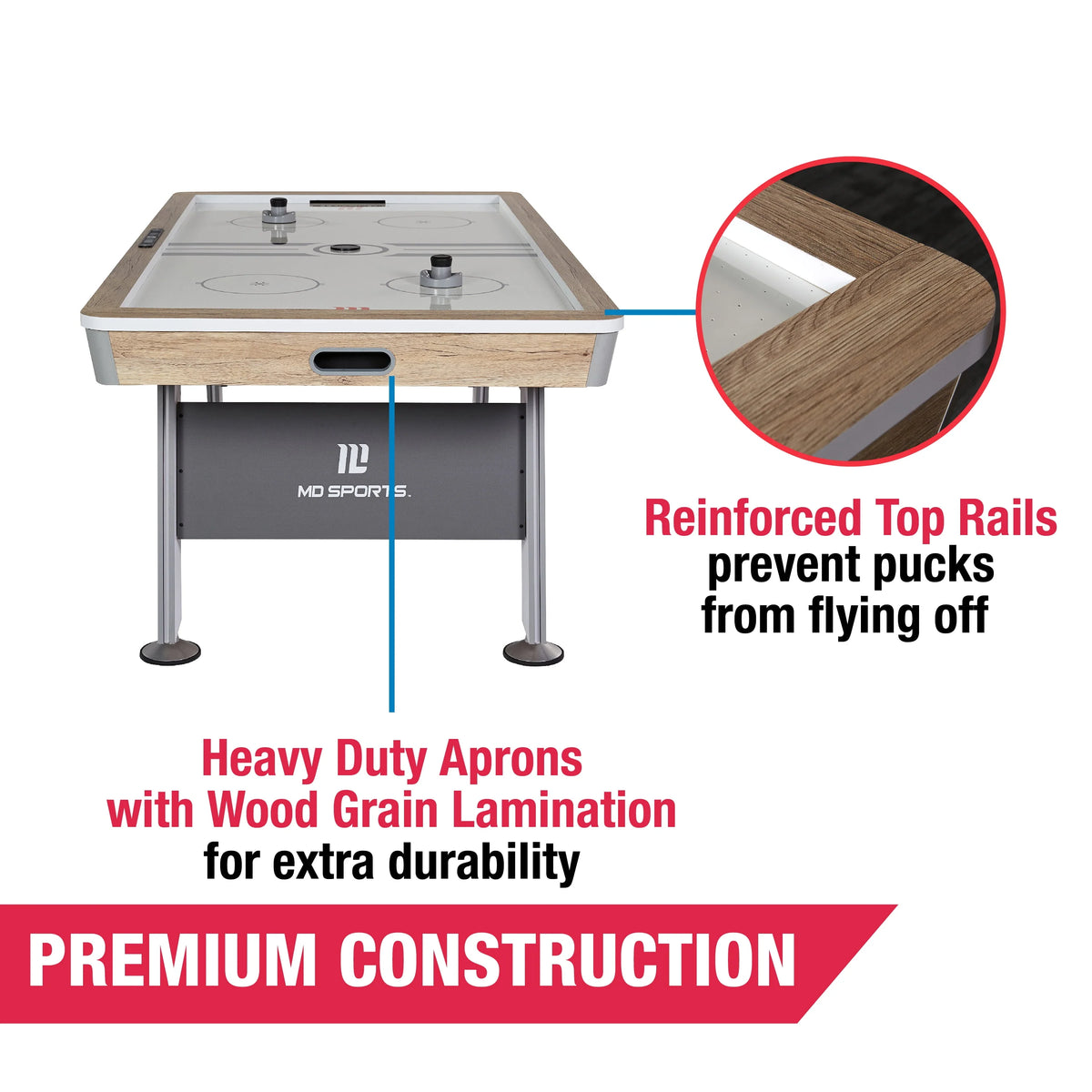 7' Air Powered Hockey Table with Pusher and Puck Set H330783