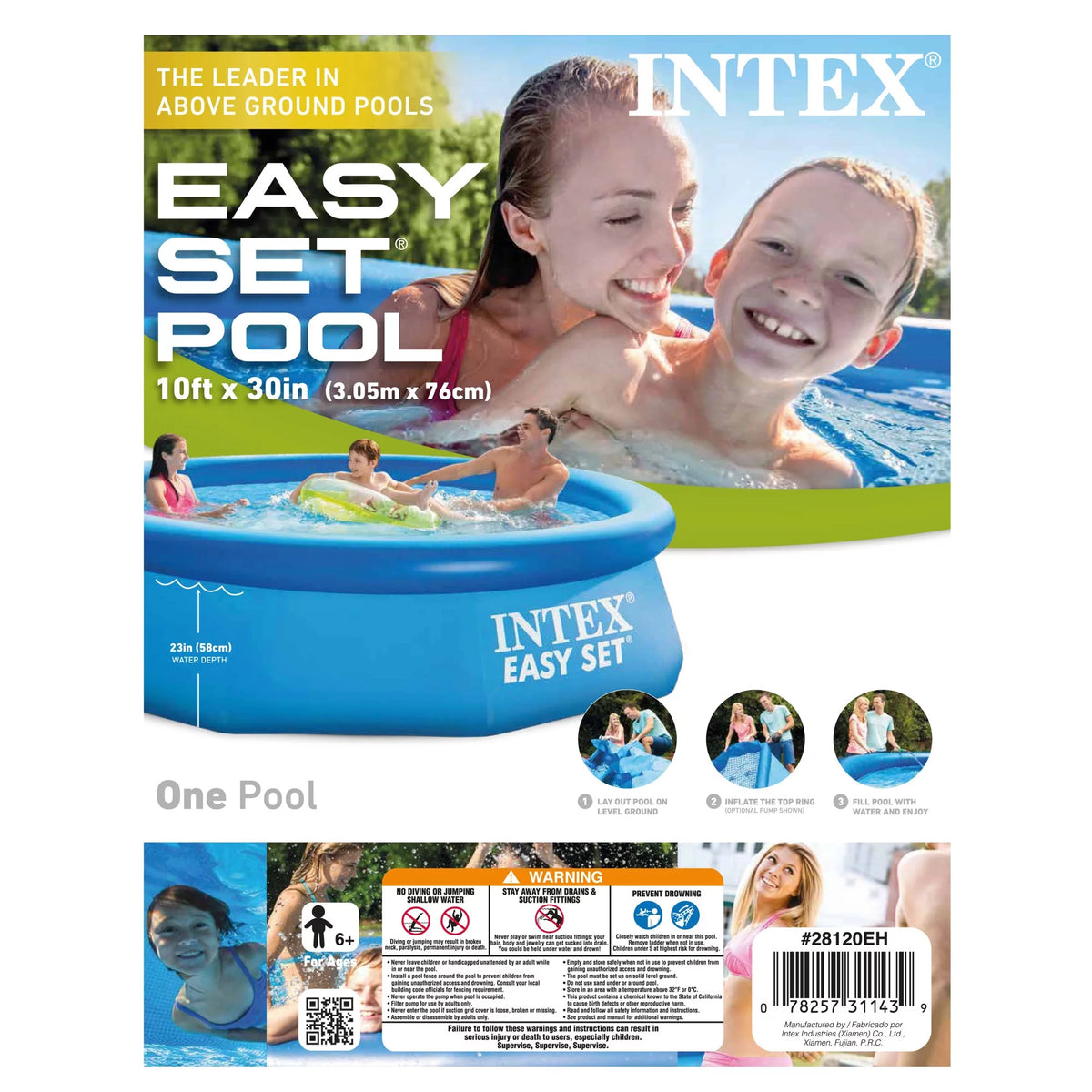 10 Ft x 30 In Inflatable Round Swimming Pool A24021
