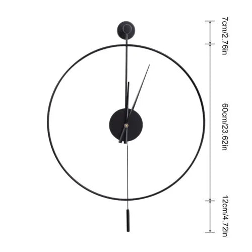 Black Wall Clock Pendulum Silent Quartz Movement B255