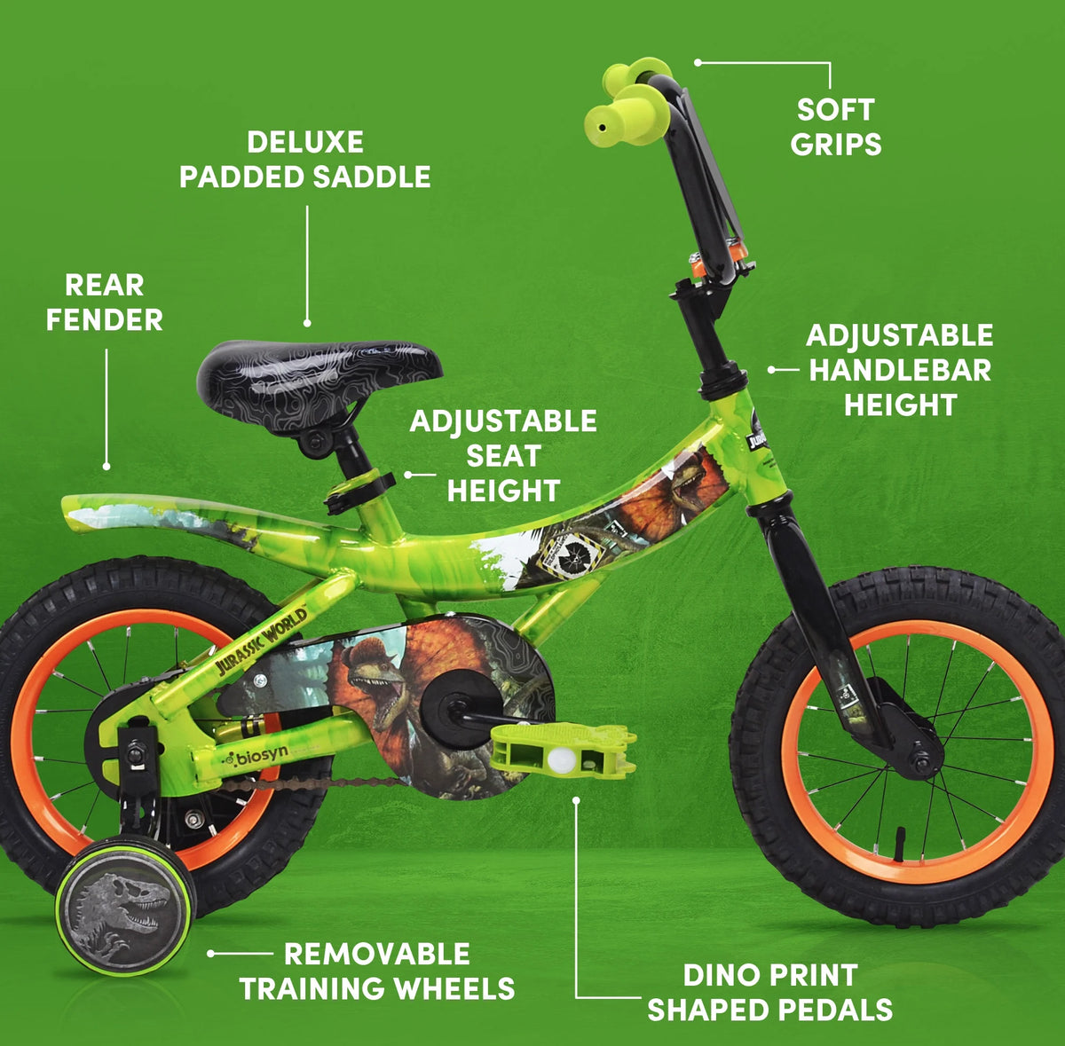 Green and Orange 12-inch Boy's Bicycle with Training Wheel L922