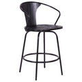 Black Wood and Metal Swivel Bar Stool D5802