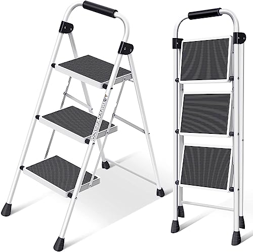 3 Step White Folding Step Stool Z725870