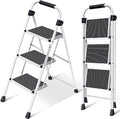 3 Step White Folding Step Stool Z725870