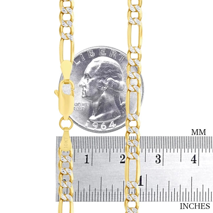 10k Yellow Gold Figaro Chain Pendant Necklace 16" - 30" C7328