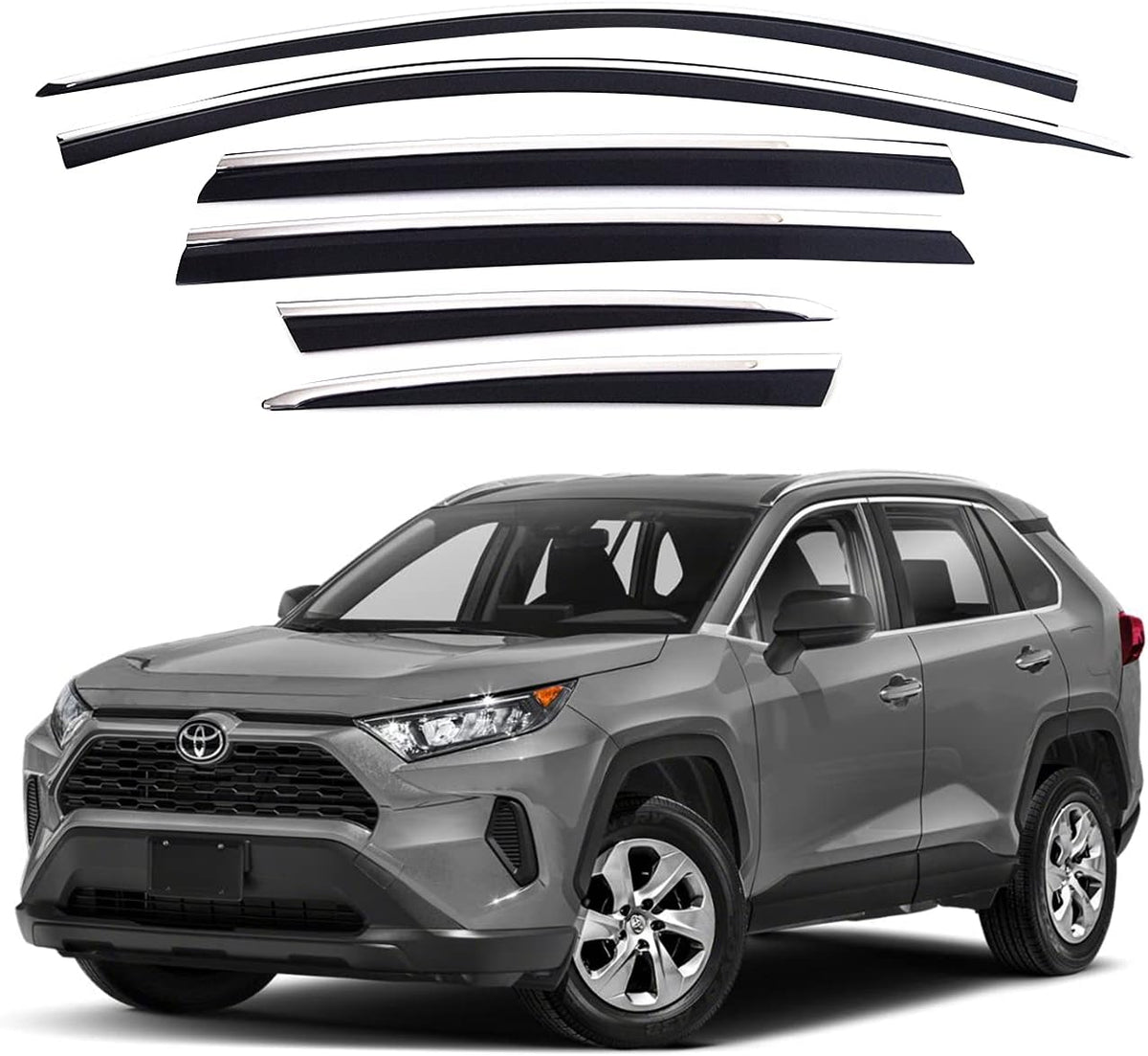 Dark Smoked Side Window Vent Visor 6 Piece Set I3651