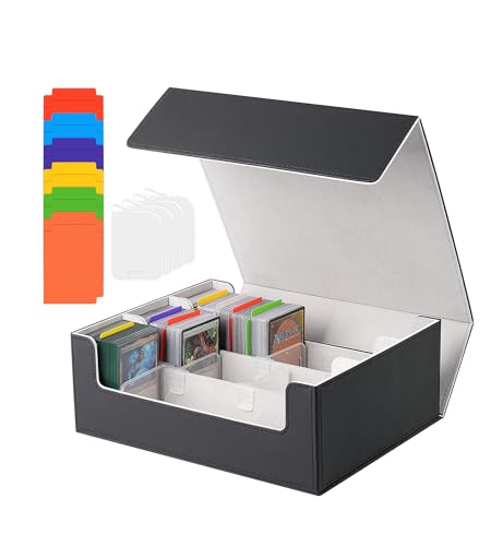 Trading Card Storage Box 2400+ Card Deck Case Black and Gray T634