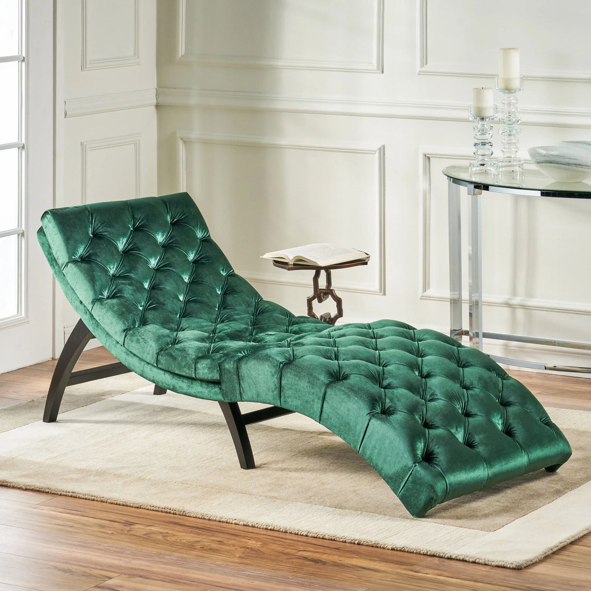 Emerald Velvet Chaise Lounge Z2332