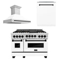 48 In. Gas Range, Range Hood, Dishwasher in White Matte with Matte Black Accents K770128