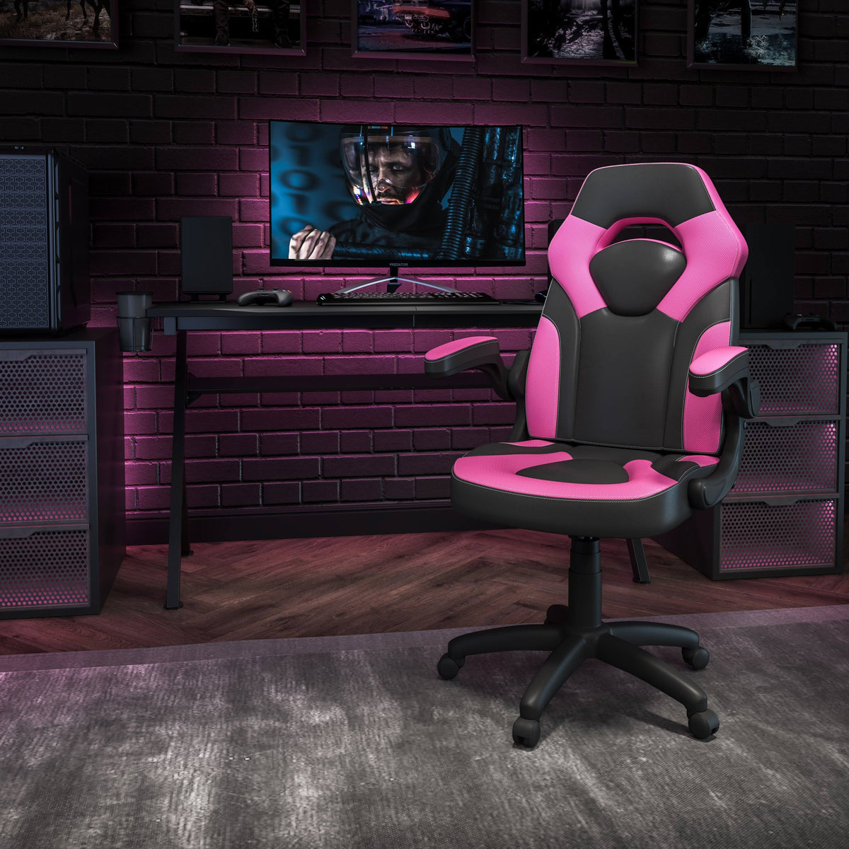 Pink/Black LeatherSoft Gaming Chair O270