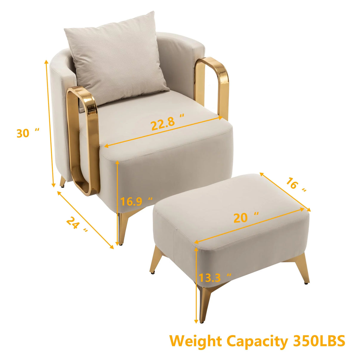 Velvet Accent Chair with Ottoman N277