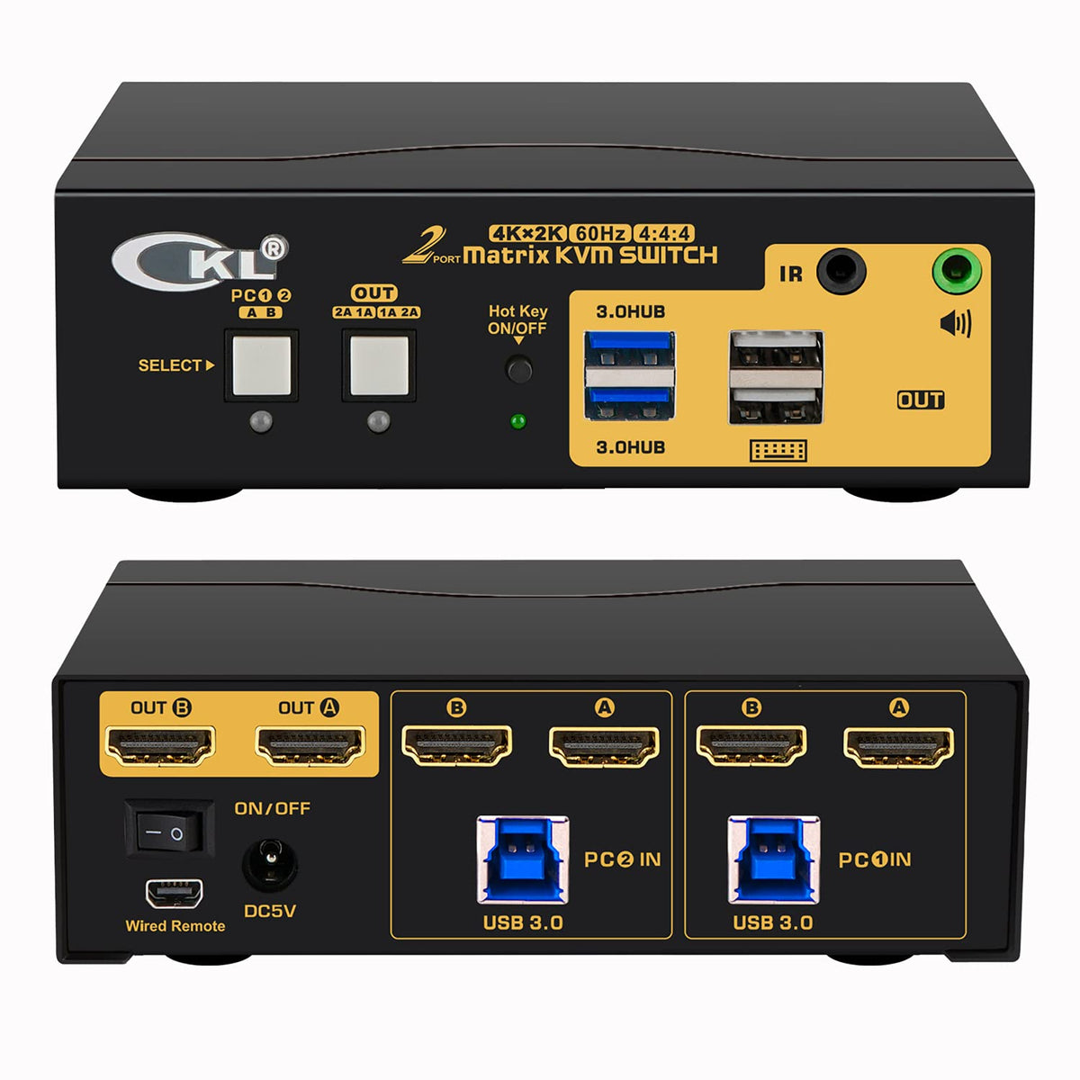 2x2 Matrix HDMI KVM Switch Dual Monitor USB 3.0 4K 60Hz V1333