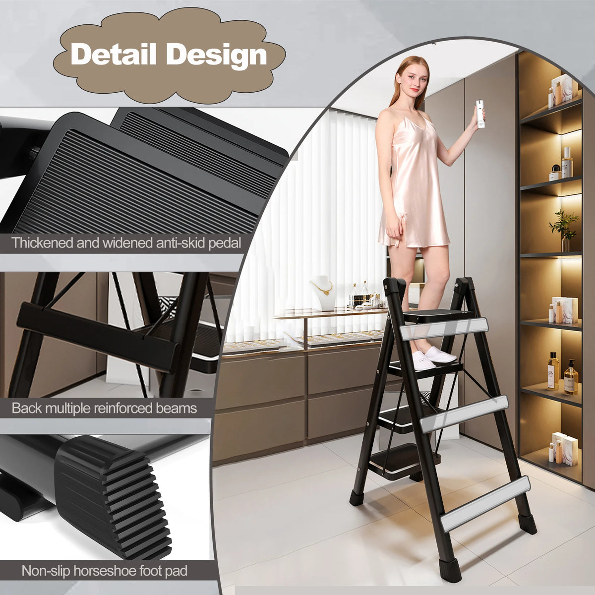 4 Step Ladder Folding Step Stool 330 lbs J69375