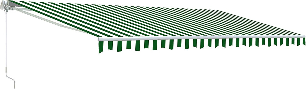 Retractable Motorized Patio Awning 12x10 Multistripe-Green Y9576