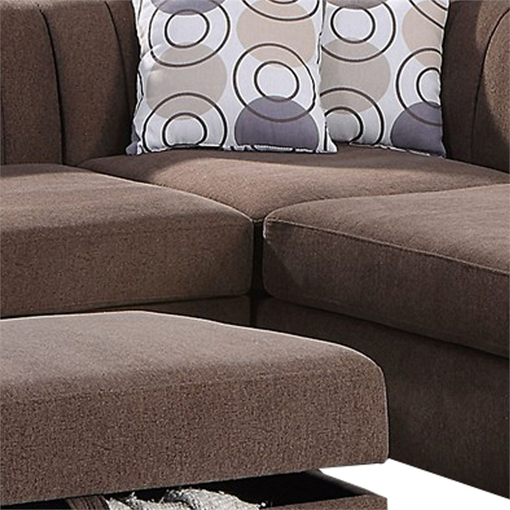 Brown Chenille 3 Piece Sectional Sofa Set J595097