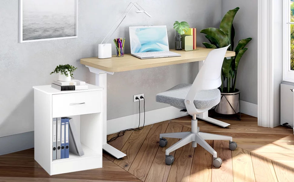 White Nightstand with Drawer L456
