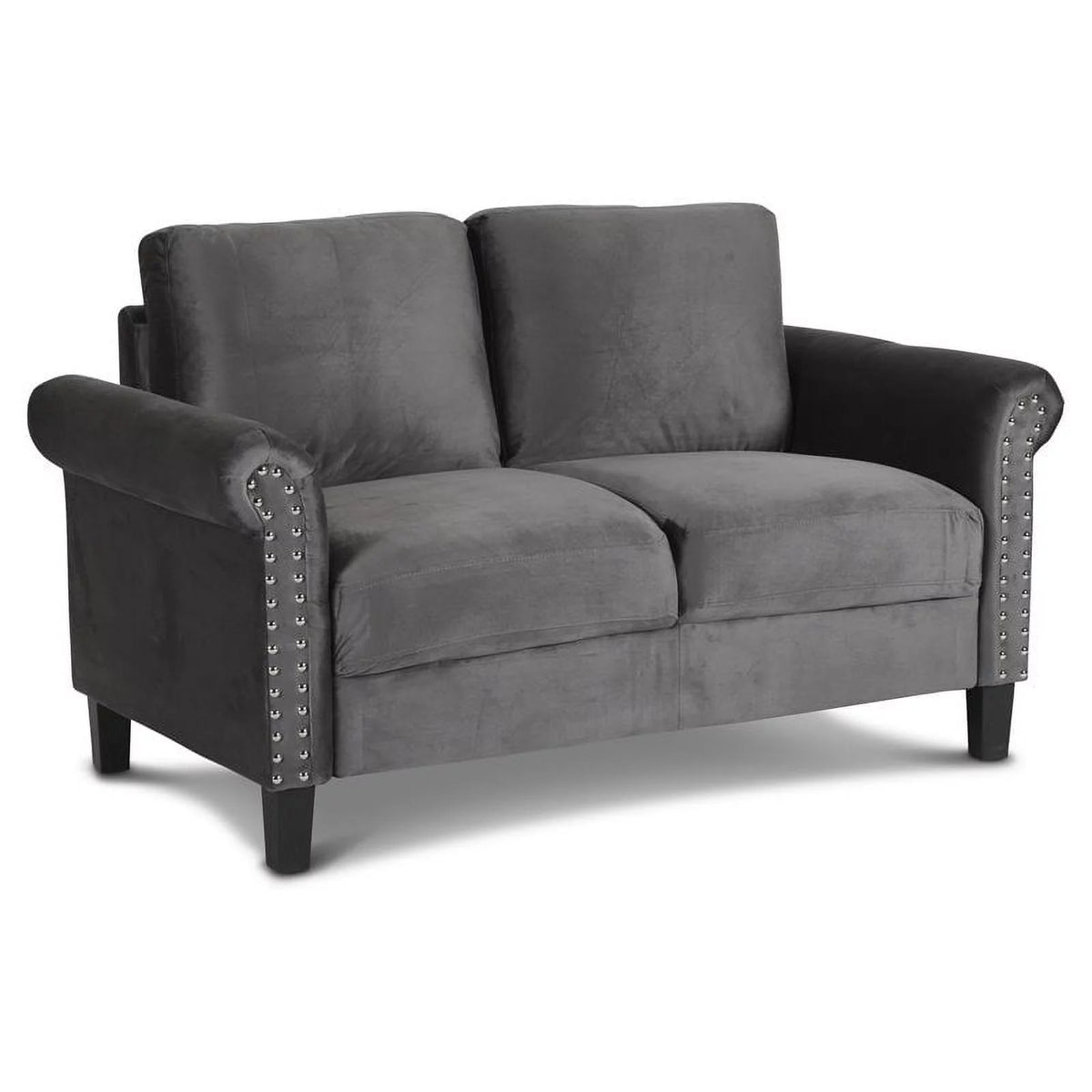 Gray Polyester Fabric Loveseat T69890