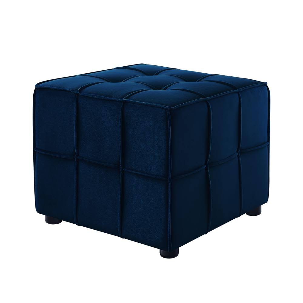 Navy Velvet Ottoman H9703