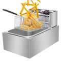 Silver Stainless Steel Single Tank Electric Fryer with Basket 6L O677142