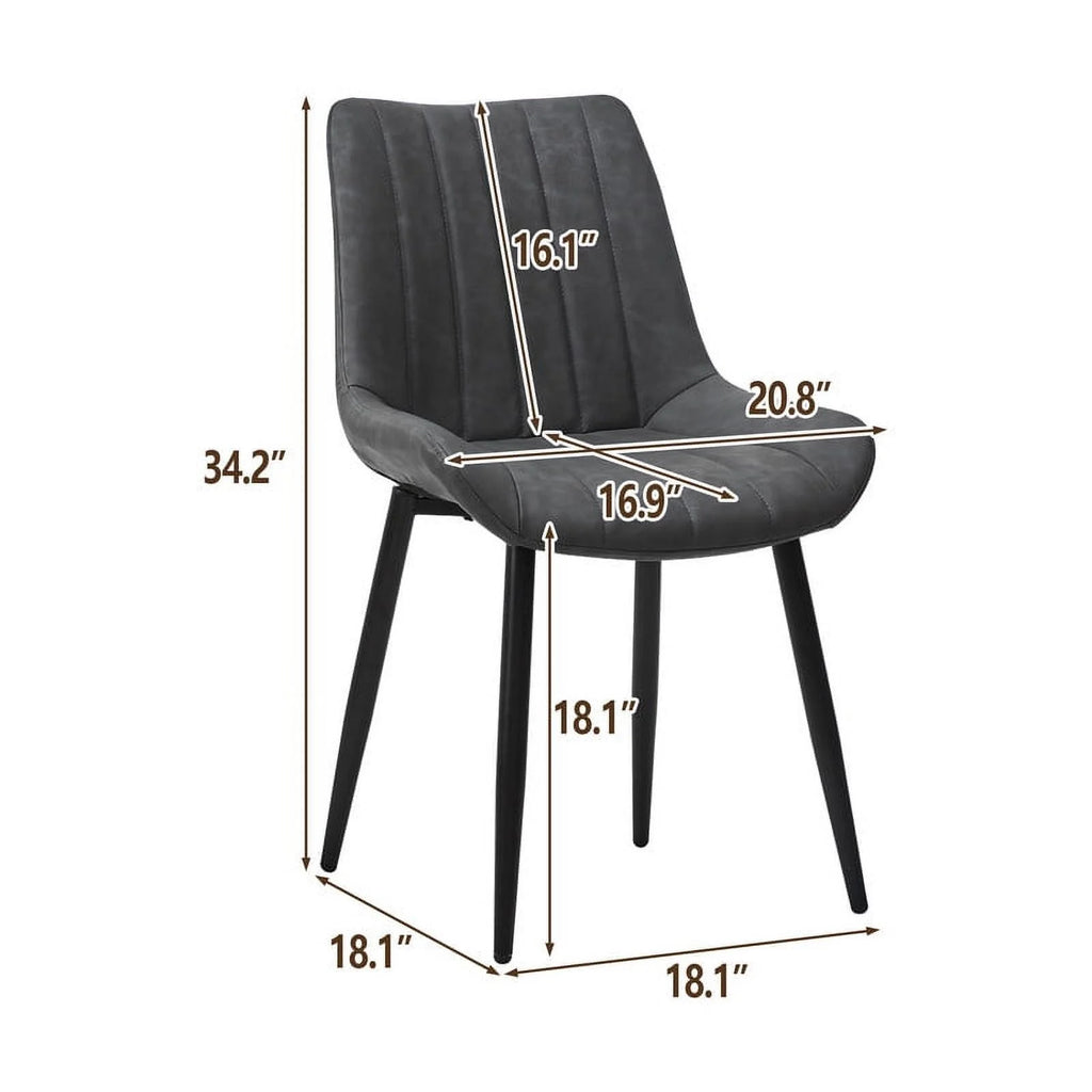 Gray Faux Leather Armless Dining Chairs Set of 2 W267893