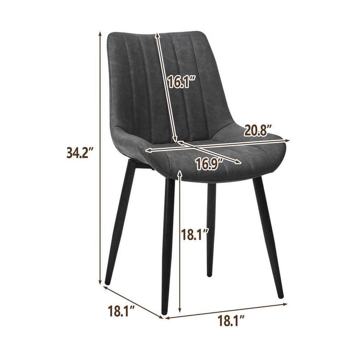 Gray Faux Leather Armless Dining Chairs Set of 2 W267893