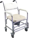 Shower Commode Chair with Wheels, 3 in 1 Shower Wheelchair with Anti Skid Arms 4 Locking Casters Detachable Bucket Shower Chair B715718