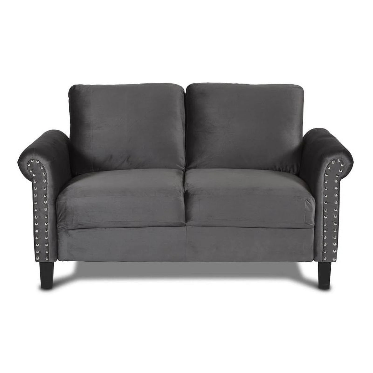 Gray Polyester Fabric Loveseat T69890