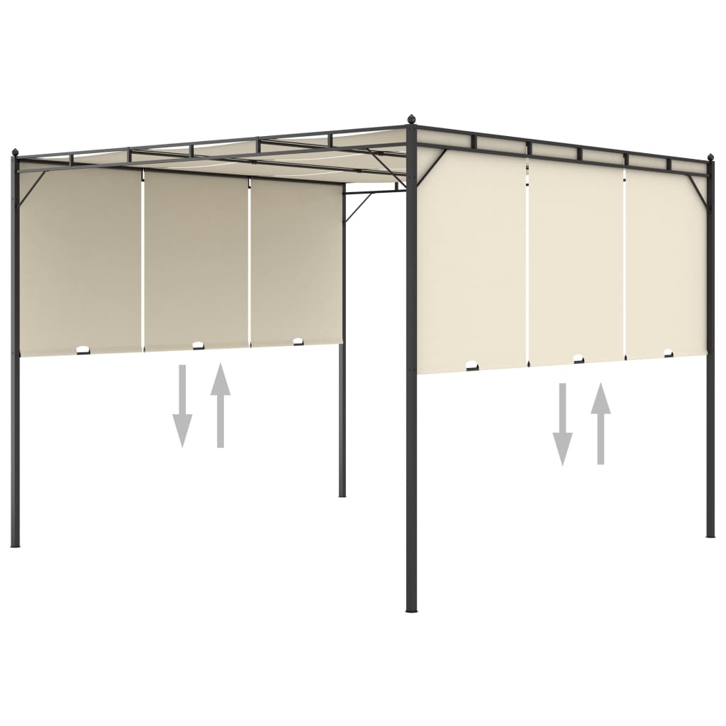 Cream Garden Gazebo with Side Curtain B498